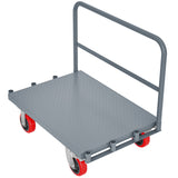 Steel Panel Truck Heavy Duty Drywall Lumber Cart Platform Flat 2000lbs 6" Swivel Brake Casters with 1 Front and 2 Side Handrails 36''x24'' - Grey - Fab Heavy Parts