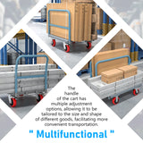 Steel Panel Truck Heavy Duty Drywall Lumber Cart Platform Flat 2000lbs 6" Swivel Brake Casters with 1 Front and 2 Side Handrails 36''x24'' - Grey - Fab Heavy Parts