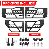 Steel Tubular Doors with Side View Mirror for 2007 - 2018 Jeep Wrangler JK JKU 4 Door - Fab Heavy Parts