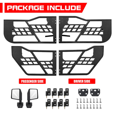 Steel Tubular Doors with Side View Mirror for 2007 - 2018 Jeep Wrangler JK JKU 4 Door - Fab Heavy Parts