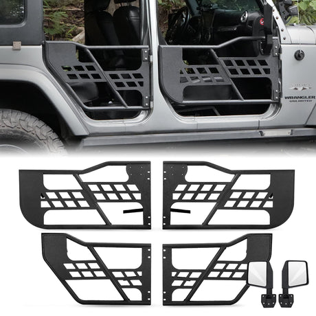 Steel Tubular Doors with Side View Mirror for 2007 - 2018 Jeep Wrangler JK JKU 4 Door - Fab Heavy Parts