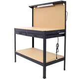 Steel Workbench Tool Storage Workshop Table W/Drawer and Peg Board 4xAC Outlets 2xUSB Ports - Fab Heavy Parts