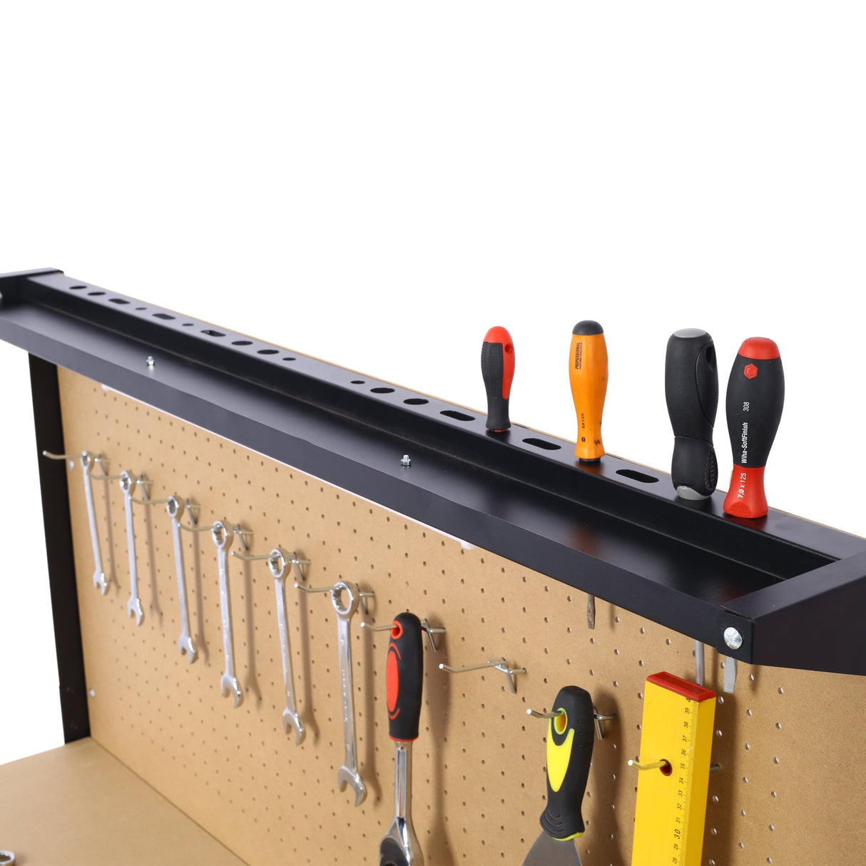 Steel Workbench Tool Storage Workshop Table W/Drawer and Peg Board 4xAC Outlets 2xUSB Ports - Fab Heavy Parts