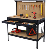 Steel Workbench Tool Storage Workshop Table W/Drawer and Peg Board 4xAC Outlets 2xUSB Ports - Fab Heavy Parts