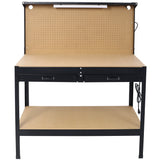 Steel Workbench Tool Storage Workshop Table W/Drawer and Peg Board 4xAC Outlets 2xUSB Ports - Fab Heavy Parts