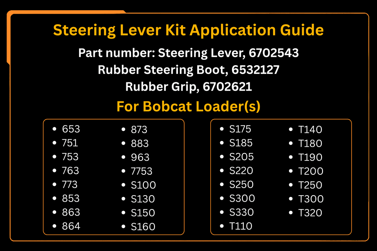 Steering Lever Kit 6702543 Aftermarket Replacement For Bobcat 653 753 773 853 863 864 963 7753 S100 S130 - Fab Heavy Parts
