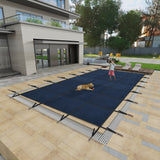 Swimming Pool Safety Cover Fits 20x40ft Rectangular Underground and Inground Swimming Pools Triple Stitched High Strength Mesh PP Abrasion Resistant - Blue Mesh - Fab Heavy Parts