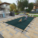 Swimming Pool Safety Cover Fits 20x40ft Rectangular Underground and Inground Swimming Pools Triple Stitched High Strength Mesh PP Abrasion Resistant - Green Mesh - Fab Heavy Parts