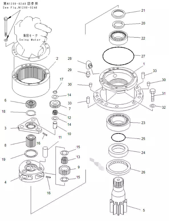 Swing Reduction 21W - 26 - 00020 21W2600020 Fits For Komatsu PC75UU - 2 PC75UD - 2 - Fab Heavy Parts