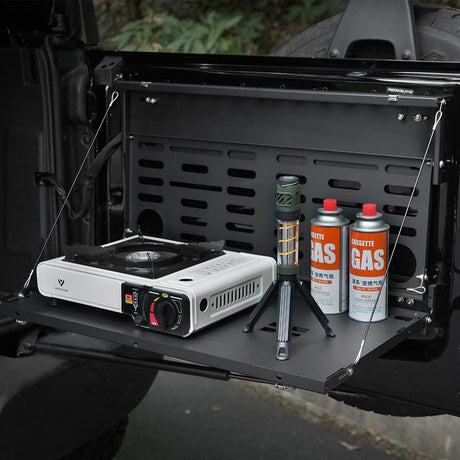 Tailgate Table Molle Panel for Ford Bronco 2021 - 2024 2 - Tier Foldable Rear Storage Cargo Rack Shelf Camping Desk - Fab Heavy Parts