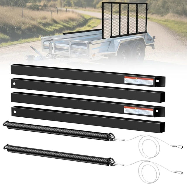 Tailgate Utility Trailer Gate Liftgate Ramp Lift 2 Sided Lift Assist System - Black - Fab Heavy Parts