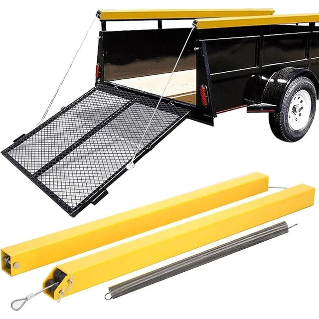 Tailgate Utility Trailer Gate Liftgate Ramp Lift 2 Sided Lift Assist System - Yellow - Fab Heavy Parts