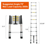 Telescoping Ladder 10.5FT Aluminum Alloy Folding Portable Heavy Duty 300 Lbs Load - Fab Heavy Parts