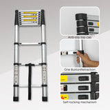 Telescoping Ladder 10.5FT Aluminum Alloy Folding Portable Heavy Duty 300 Lbs Load - Fab Heavy Parts