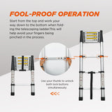Telescoping Ladder 10.5FT Aluminum Alloy Folding Portable Heavy Duty 300 Lbs Load - Fab Heavy Parts