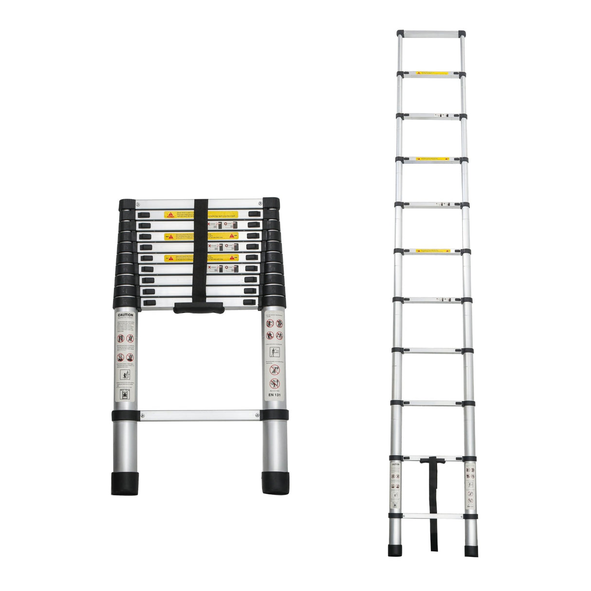 Telescoping Ladder 10.5FT Aluminum Alloy Folding Portable Heavy Duty 300 Lbs Load - Fab Heavy Parts