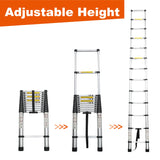 Telescoping Ladder 12.5FT Aluminum Alloy Portable Heavy Duty 300 lbs Capacity - Fab Heavy Parts