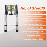 Telescoping Ladder 12.5FT Aluminum Alloy Portable Heavy Duty 300 lbs Capacity - Fab Heavy Parts