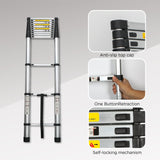 Telescoping Ladder 12.5FT Aluminum Alloy Portable Heavy Duty 300 lbs Capacity - Fab Heavy Parts