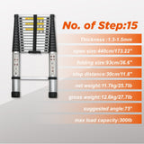 Telescoping Ladder 14.5FT Aluminum Alloy Portable Heavy Duty 300 lbs Capacity - Fab Heavy Parts