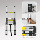 Telescoping Ladder 16.5FT Aluminum Alloy Portable Heavy Duty 300 lbs Capacity - Fab Heavy Parts