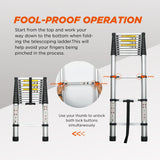 Telescoping Ladder 16.5FT Aluminum Alloy Portable Heavy Duty 300 lbs Capacity - Fab Heavy Parts