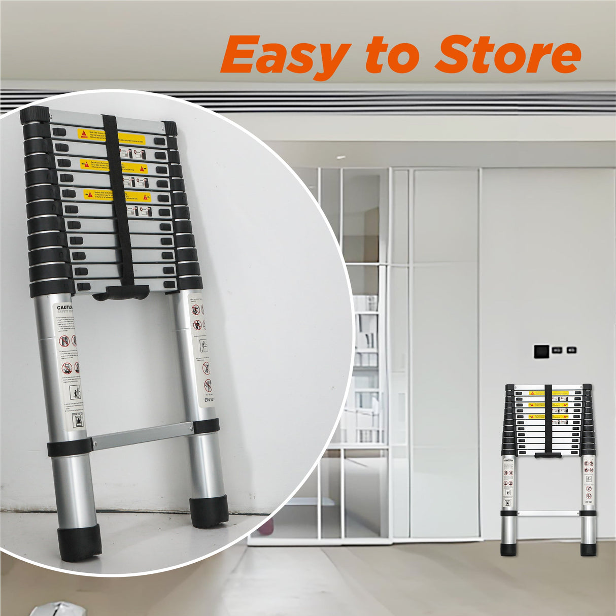 Telescoping Ladder 16.5FT Aluminum Alloy Portable Heavy Duty 300 lbs Capacity - Fab Heavy Parts