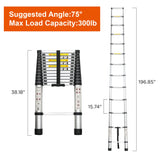 Telescoping Ladder 16.5FT Aluminum Alloy Portable Heavy Duty 300 lbs Capacity - Fab Heavy Parts