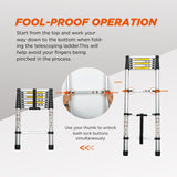 Telescoping Ladder 8.5FT Aluminum Alloy Folding Portable Heavy Duty 300 Lbs Load - Fab Heavy Parts