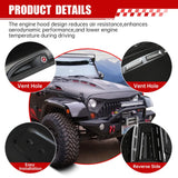 The Avenger Style Replacement Hood Fits for 2007 - 2018 Jeep Wrangler JK JKU Unlimited Rubicon Black - Fab Heavy Parts
