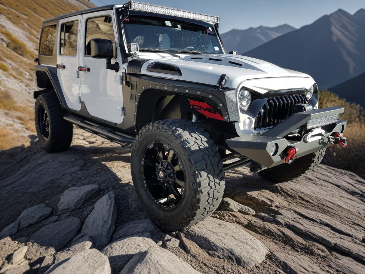 The Avenger Style Replacement Hood Fits for 2007 - 2018 Jeep Wrangler JK JKU Unlimited Rubicon Black - Fab Heavy Parts