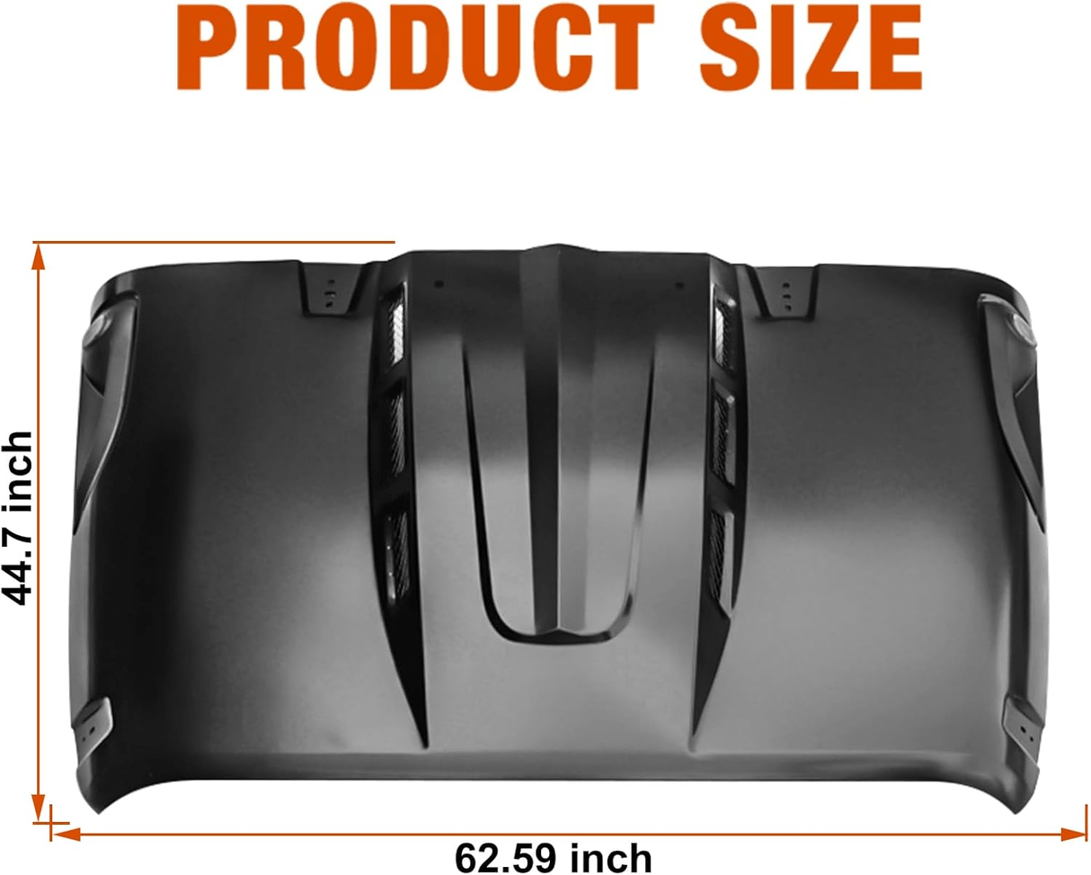 The Avenger Style Replacement Hood Fits for 2007 - 2018 Jeep Wrangler JK JKU Unlimited Rubicon Black - Fab Heavy Parts