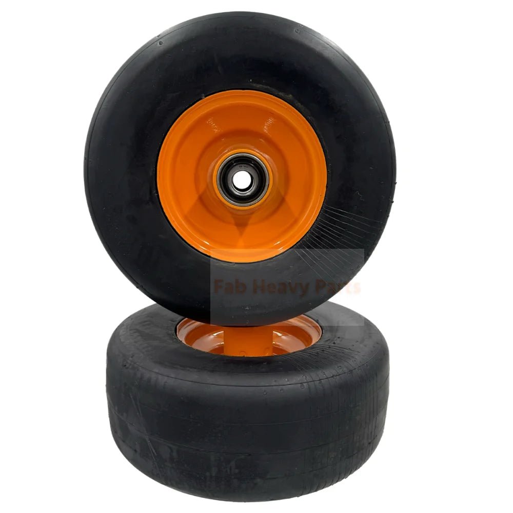 Tire 11x4.00 - 5 Smooth Flat Free Wheel Assembly - Set of 2 - Fab Heavy Parts