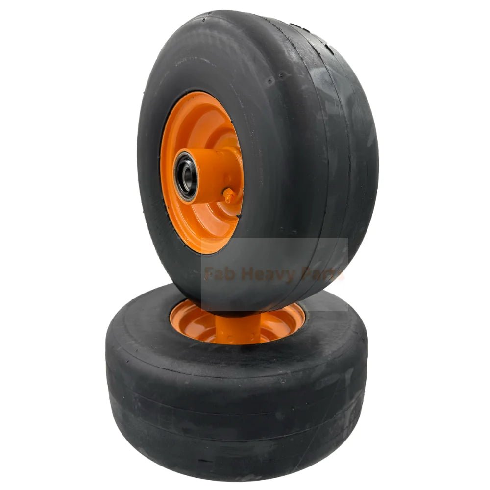 Tire 11x4.00 - 5 Smooth Flat Free Wheel Assembly - Set of 2 - Fab Heavy Parts