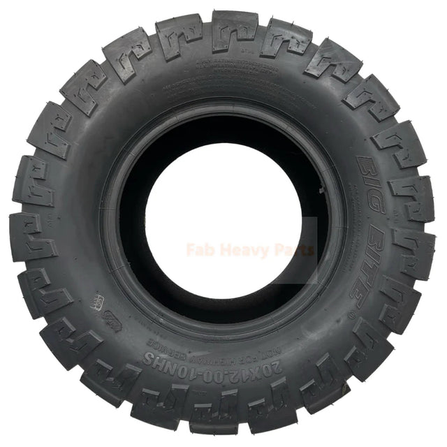 Tire 20x12.00 - 10 4 Ply Big Bite Tire Fits for Toro 120 - 6465 for Hustler 601349 - Fab Heavy Parts