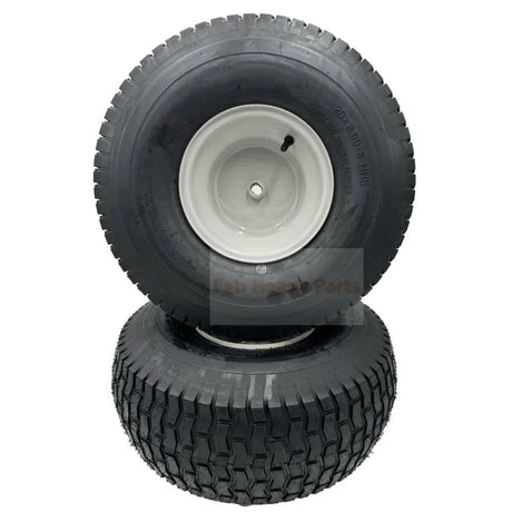 Tire 20x8.00 - 8 Gray Lawn Mower Wheel - Set of 2 - 3/4 Inch Axle, 2.90 Inch Hub - Fab Heavy Parts