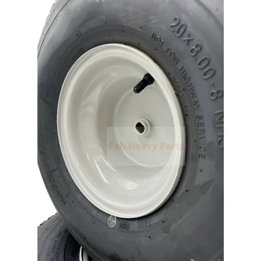 Tire 20x8.00 - 8 Gray Lawn Mower Wheel - Set of 2 - 3/4 Inch Axle, 2.90 Inch Hub - Fab Heavy Parts