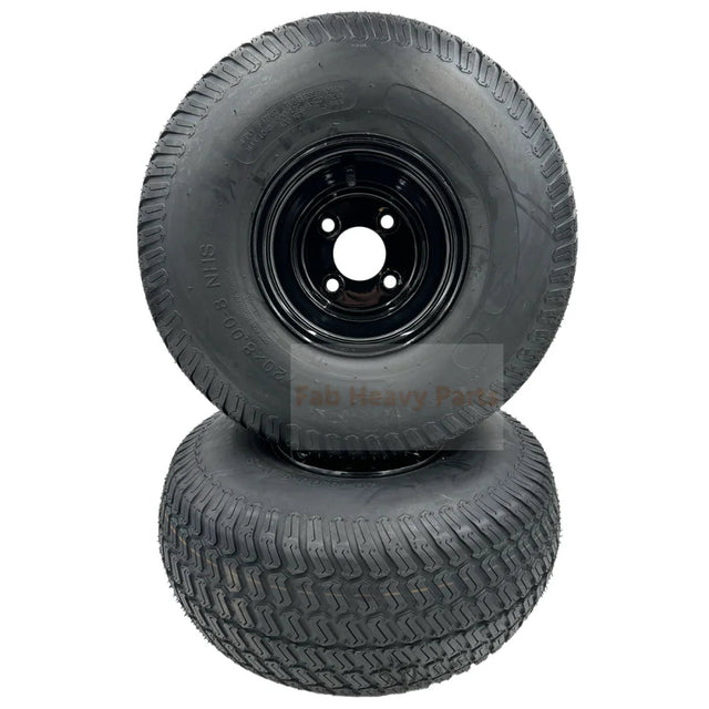 Tire 20x8.00 - 8 Turf Tire & Black Wheel Assembly - Set of 2 - Fab Heavy Parts