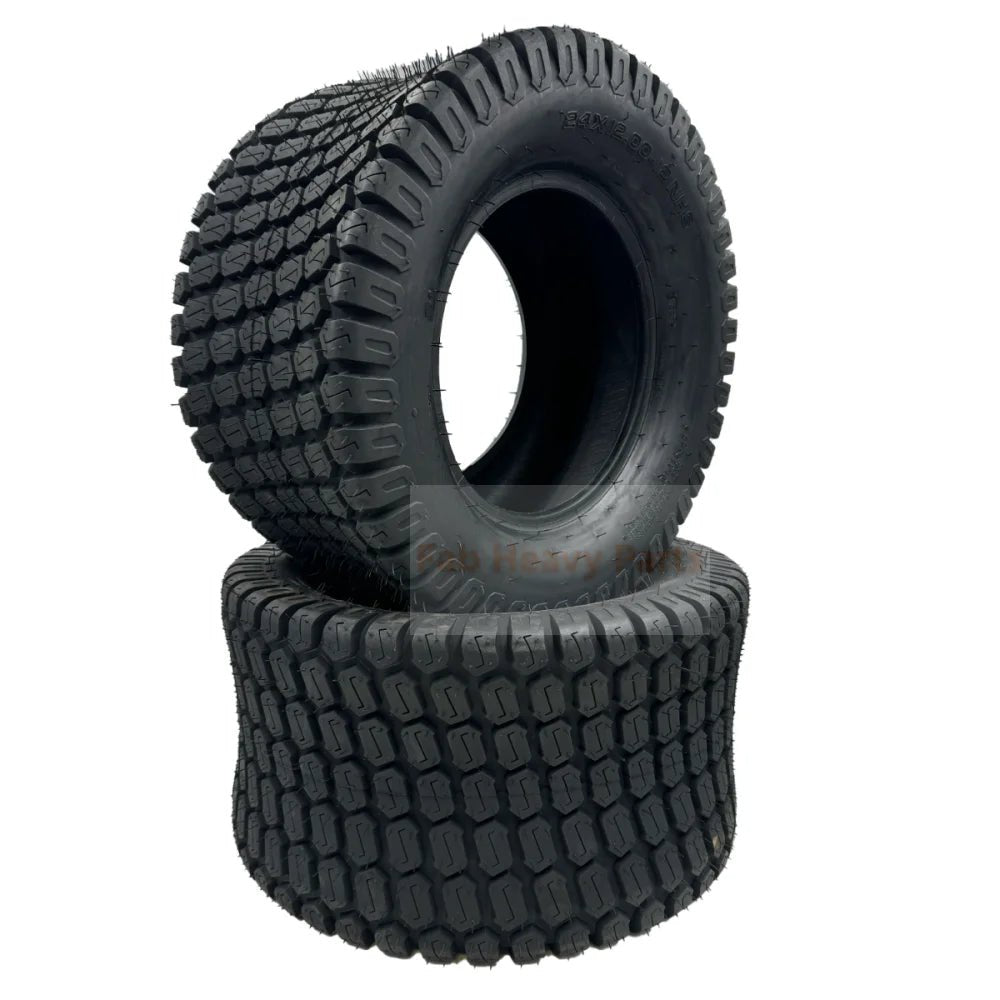 Tire 24x12.00 - 12 4Ply Lawn Mower Tires - Set 2 Compatible with JD Mowers and More - Fab Heavy Parts