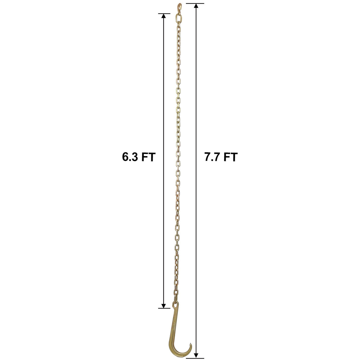 Tow Chain with 15 Inch Forged J Hook and Grab Hook Grade 70 Chain 6 Foot 4,700 Pound Safe Working Load - Fab Heavy Parts