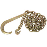 Tow Chain with 15 Inch Forged J Hook and Grab Hook Grade 70 Chain 6 Foot 4,700 Pound Safe Working Load - Fab Heavy Parts