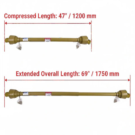 Tractor PTO Shaft Driveshaft for 1 - 3/8" x 6 Spline Both Ends 26.8" - 35.4" Length Series 1 - Fab Heavy Parts