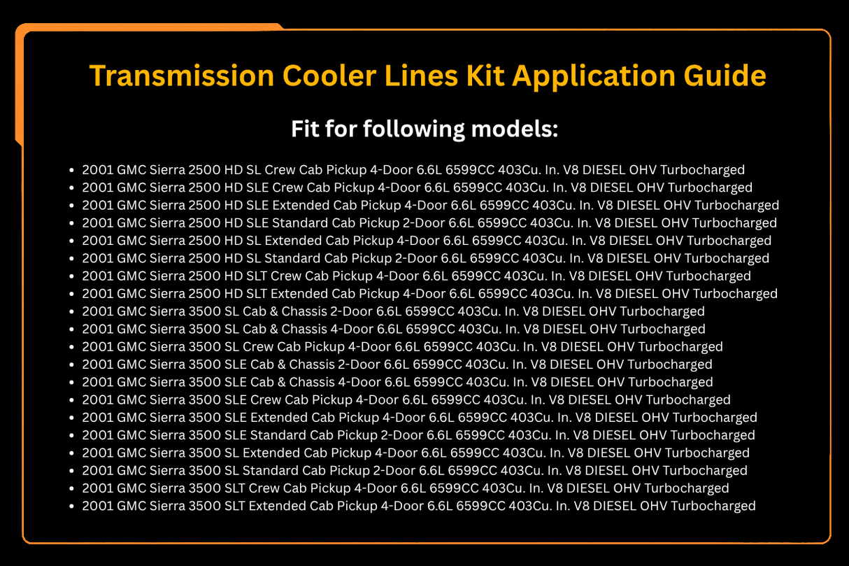 Transmission Cooler Lines Kit 21101404 Fits for Duramax LB7 LLY 6.6L Chevrolet GMC - Fab Heavy Parts