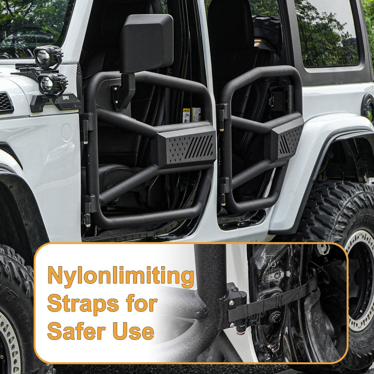 Tube Doors Tubular Half Doors with Side View Mirror Compatible with 2018 - 2024 Jeep Wrangler JL 2 Doors Front Door Safari Tubular Doors Off Road Summer Trail - Fab Heavy Parts