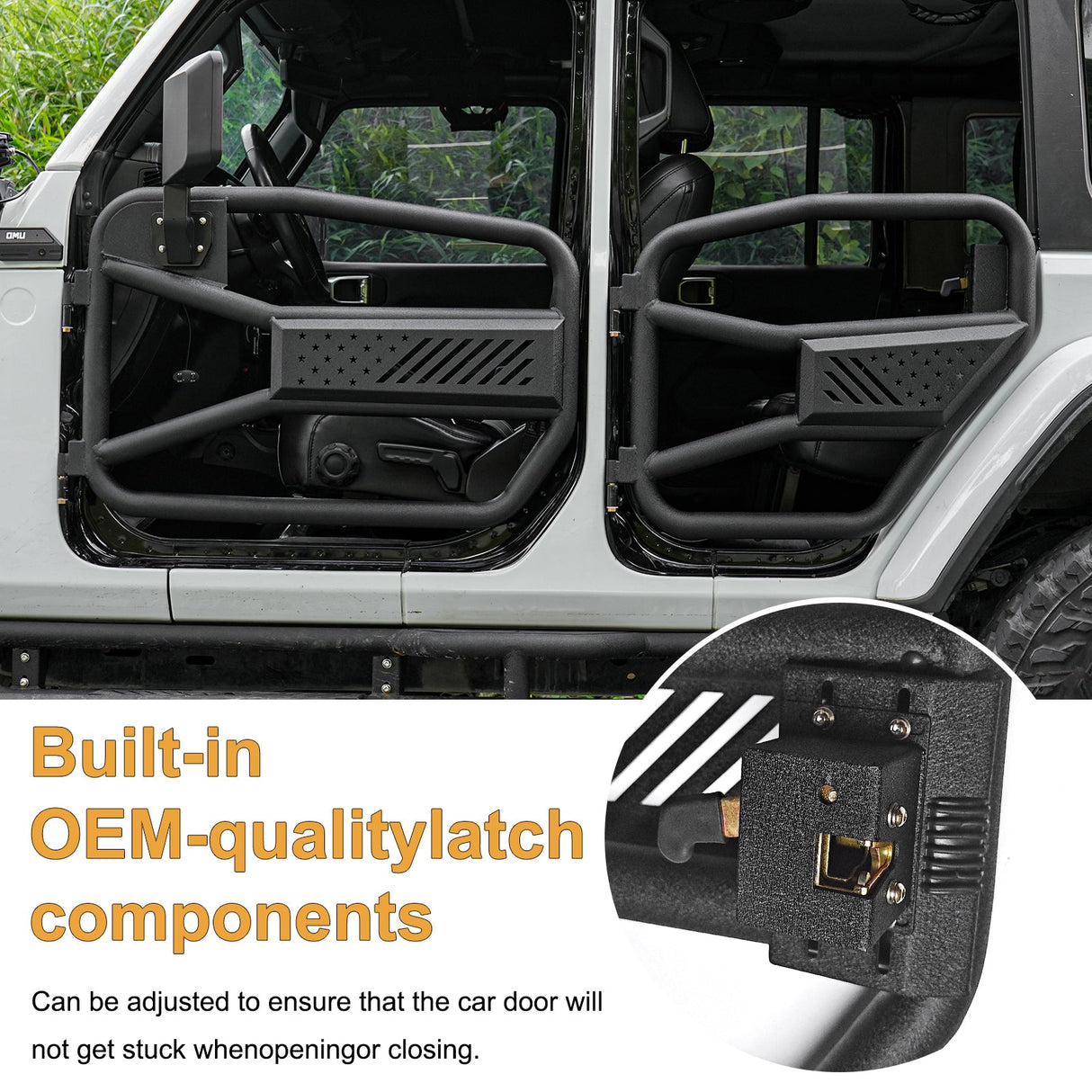 Tube Doors Tubular Half Doors with Side View Mirror Compatible with 2018 - 2024 Jeep Wrangler JL 2 Doors Front Door Safari Tubular Doors Off Road Summer Trail - Fab Heavy Parts