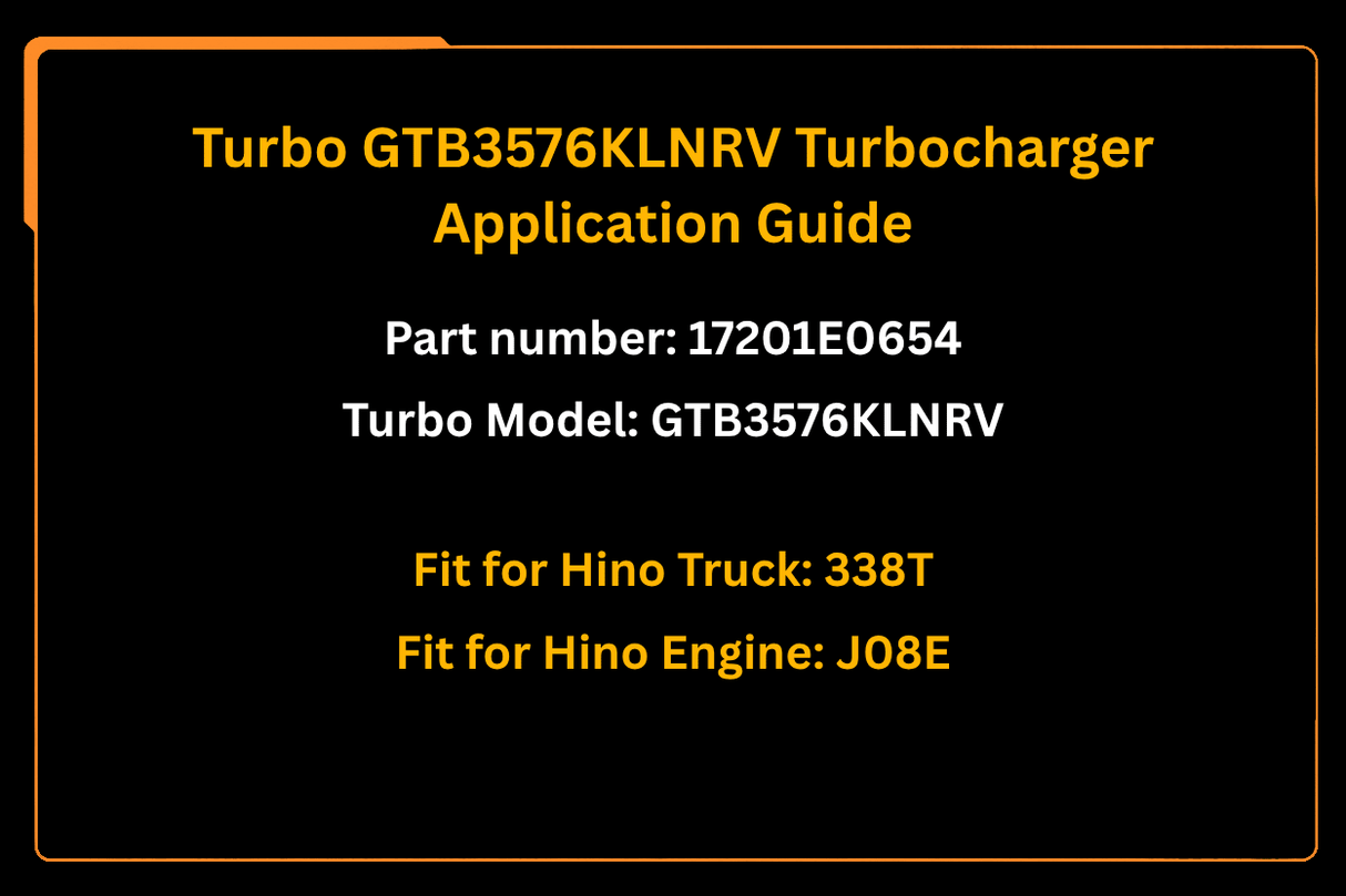 Turbo GTB3576KLNRV Turbocharger 17201E0654 for Hino Engine J08E - Fab Heavy Parts