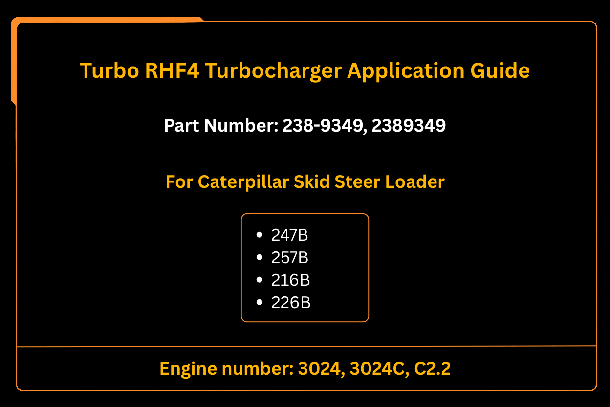 Turbo RHF4 Turbocharger 238-9349 2389349 Fits for Caterpillar Skid Steer Loader 247B 257B 216B 226B, Engine 3024 3024C C2.2 - Fab Heavy Parts