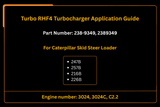 Turbo RHF4 Turbocharger 238-9349 2389349 Fits for Caterpillar Skid Steer Loader 247B 257B 216B 226B, Engine 3024 3024C C2.2 - Fab Heavy Parts