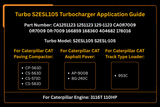 Turbo S2ESL105 Turbocharger 125 - 1123 1251123 Fits for Caterpillar CAT Engine 3116T 110HP Compactor CP - 563D CS - 563D CS - 573D CS - 583D - Fab Heavy Parts