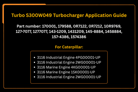 Turbo S300W049 Turbocharger 157-4386 1574386 10R-9769 10R9769 1431209 143-1209 1458884 145-8884 Fits for Caterpillar Engine 3116 - Fab Heavy Parts